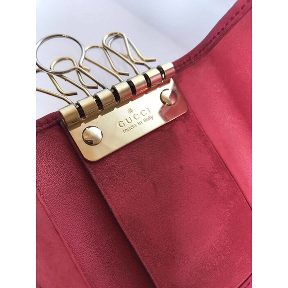 Vintage GUCCI Key Holder, Red with Gold, Micro GG Key & Card case, Guccissima - Picture 2 of 15
